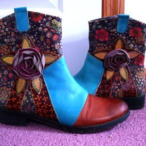 Women's Western/Floral Ankle Boots Size 7.5